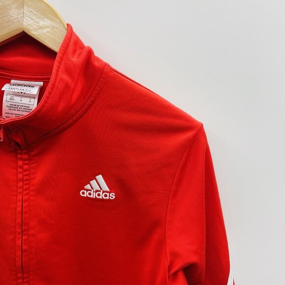 Adidas Youth Boys Large 10/12 Zippered Color Block Track Jacket in Red/Black 551 - Picture 2 of 7